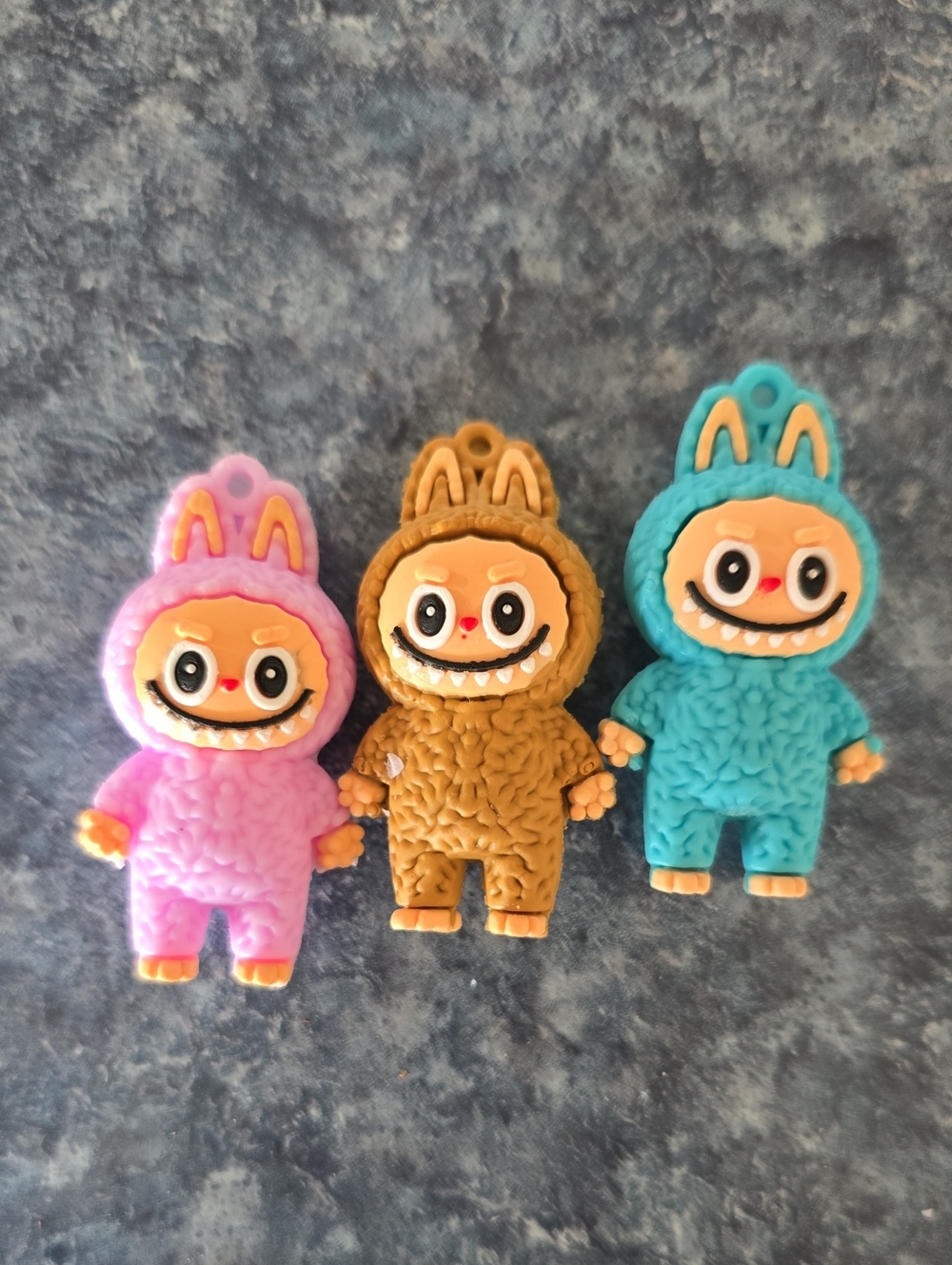 Labubu Keychain Figurine Set - Pink, Brown, Teal